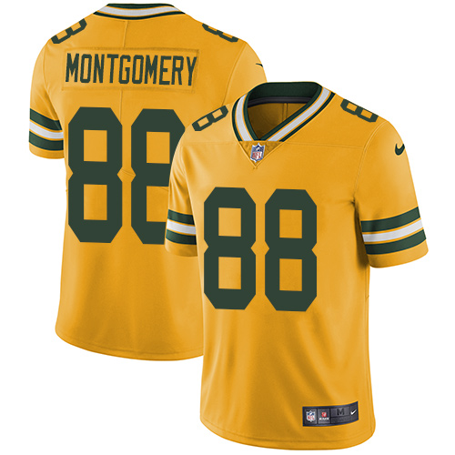 Nike Packers #88 Ty Montgomery Yellow Men's Stitched NFL Limited Rush Jersey - Click Image to Close